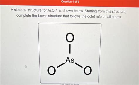 Solved A skeletal structure for AsO33 is shown below. | Chegg.com