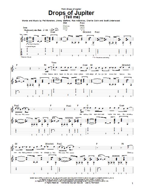 Drops Of Jupiter (Tell Me) by Train - Guitar Tab - Guitar Instructor