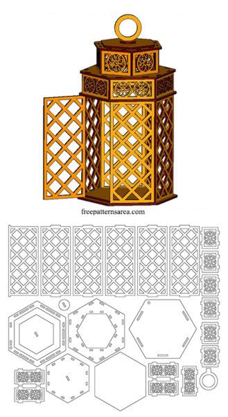 Laser Cut Lantern Template Free 3D DXF Files - FreePatternsArea