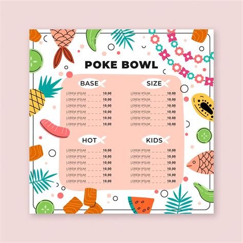 Free Vector | Hand drawn flat design poke menu template