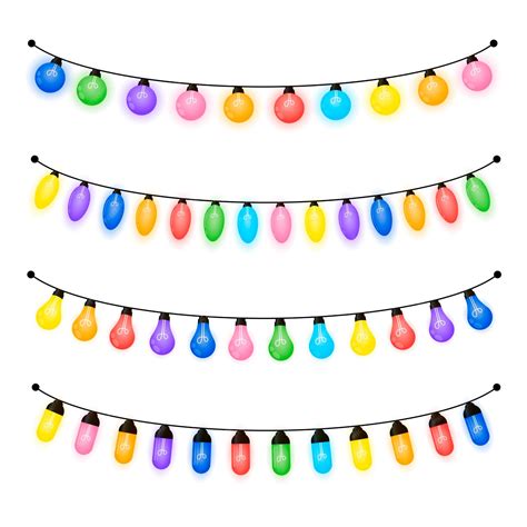 Premium Vector | Glowing bulbs of different shapes, colored christmas lights