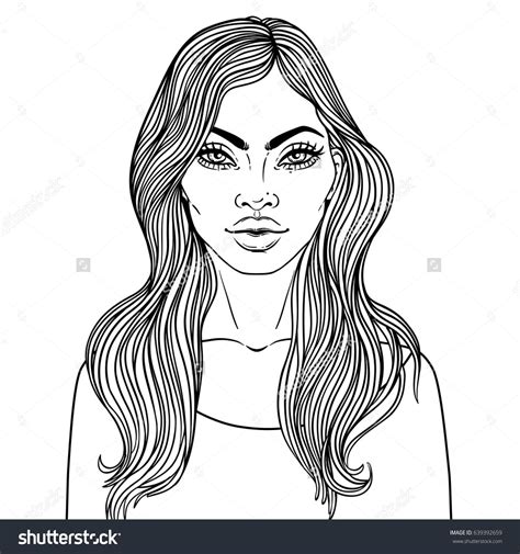 African American pretty girl. Vector Illustration of Black Woman with glossy lips and long ...