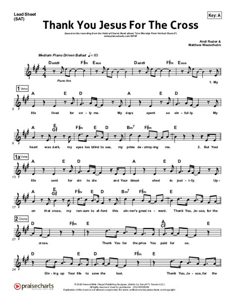 Thank You Jesus For The Cross Sheet Music PDF (Vertical Worship ...