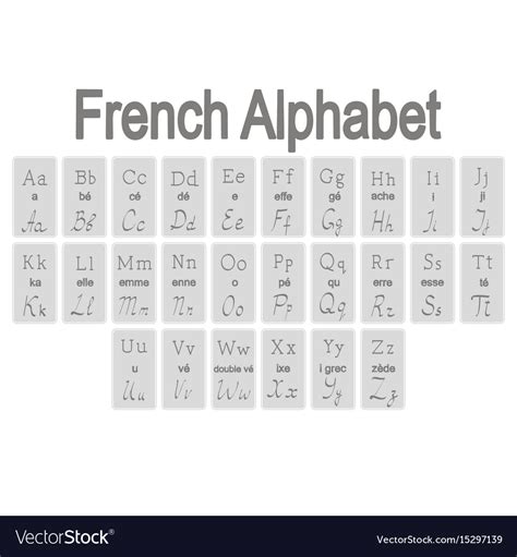 Set of monochrome icons with french alphabet Vector Image