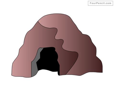 How to draw Cave for kids step by step drawing tutorial, draw Cave for kids step by step easy ...