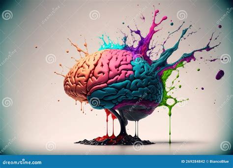 A Genius Human Brain Abstract Painting Art with Creative Watercolor Splash Stock Illustration ...