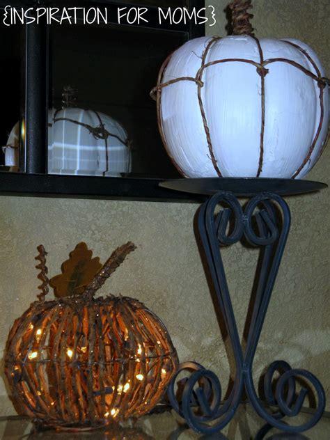 Fall Vignette with DIY Grapevine Pumpkins - Inspiration For Moms