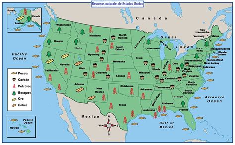 Mapa de Estados Unidos, político, demográfico y otros. - escuela de mapas