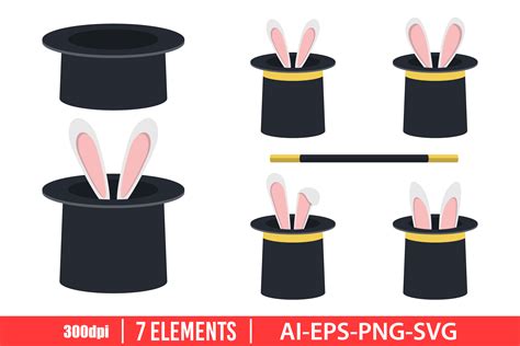 Magic Hat with Rabbit Clipart Set Graphic by Emil Timplaru Store · Creative Fabrica