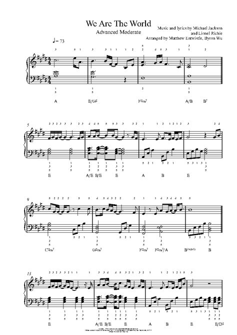 We Are The World by U.S.A For Africa Sheet Music & Lesson | Advanced Level