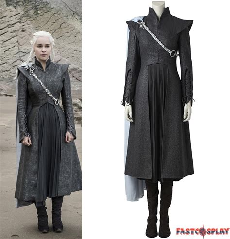 Game of Thrones 7 Daenerys Targaryen Cosplay Costume with Cloak Boots