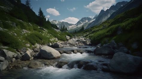 Mountain Stream Is Leading Into The Mountains Backgrounds | JPG Free ...