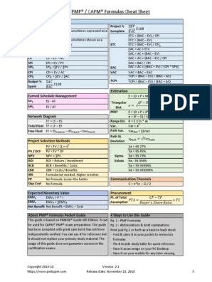 PMP Cheat Sheet PDF | Risk Management | Project Management Project Risk ...