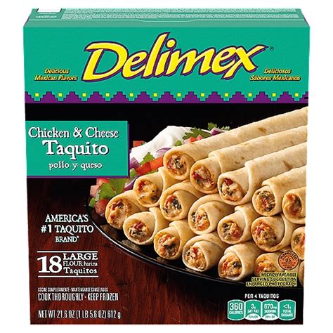 Delimex Chicken & Cheese Large Flour Taquitos Frozen Snacks, 18 ct Box - ShopRite