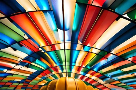 Premium AI Image | a colorful ceiling with many different colored lights.