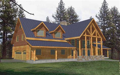 Log-cabin House Plan - 5 Bedrooms, 3 Bath, 3492 Sq Ft Plan 34-129