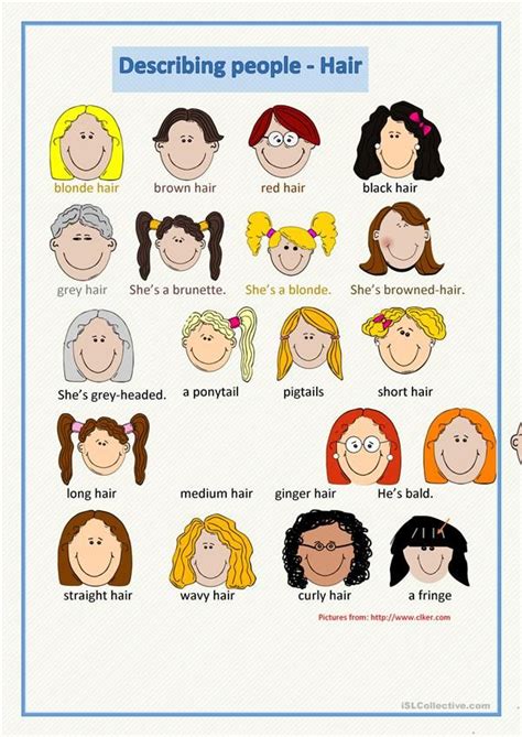 Describing people-hair - English ESL Worksheets for distance learning ...