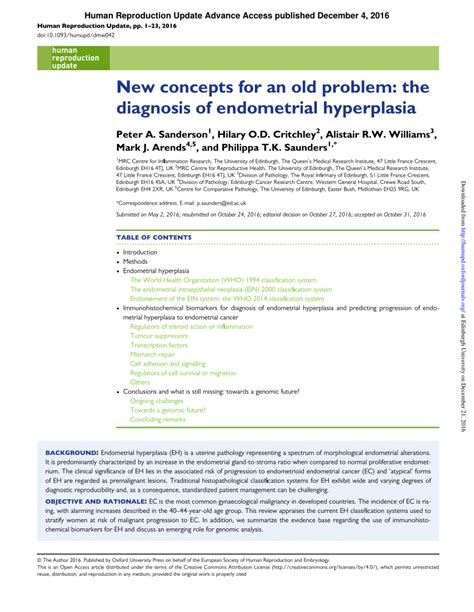 (PDF) New concepts for an old problem: The diagnosis of endometrial hyperplasia