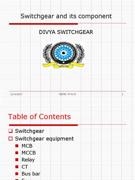 Switchgear and Its Components | PDF