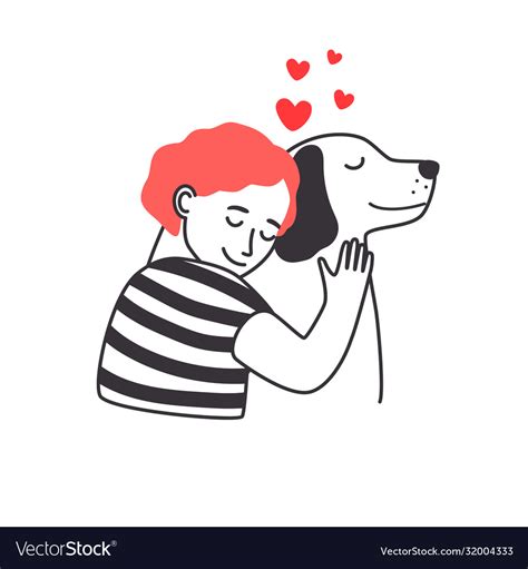 Boy and dog friendship Royalty Free Vector Image