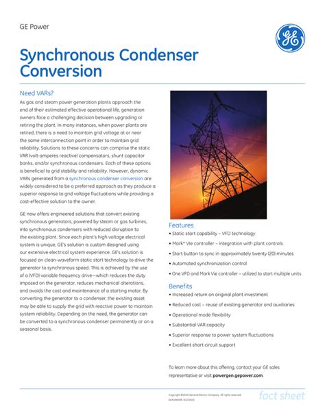 Synchronous Condenser Conversion