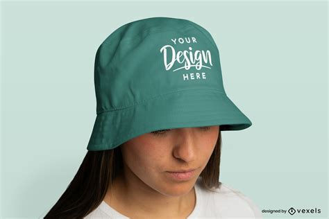 Woman With Brown Hair And Hat Mockup PSD Editable Template