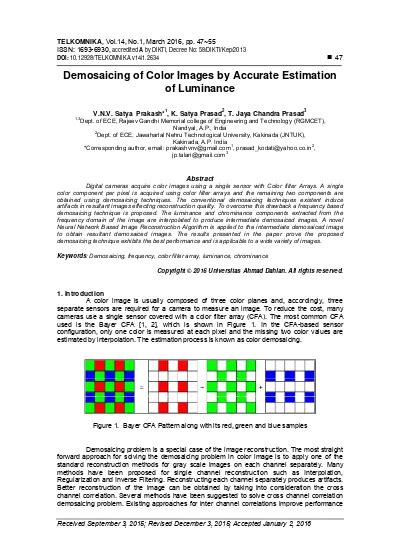 Demosaicing of Color Images by Accurate Estimation of Luminance