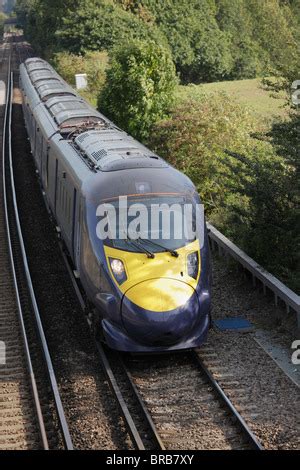 Class 395 high speed train 395015 speeds past Beechbrook Farm on HS1 Stock Photo: 131796071 - Alamy