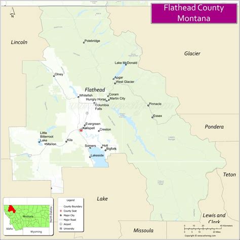 Map of Flathead County, Montana - Where is Located, Cities, Population, Highways & Facts