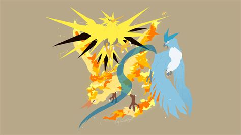 Download Minimalist Zapdos Posing Artwork Wallpaper | Wallpapers.com