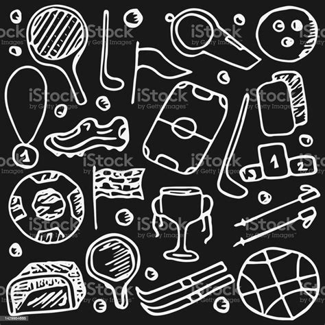 Sports Icons Doodle Vector With Sport Icons Sport Background Stock ...