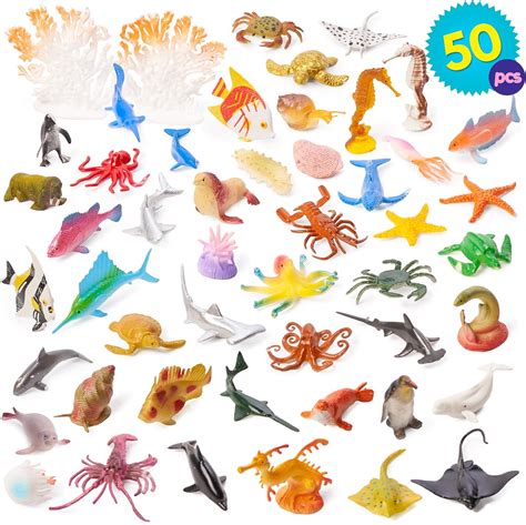 50 x Plastic Ocean Animals Figure Sea Creatures Dolphin Turtle Whale ...