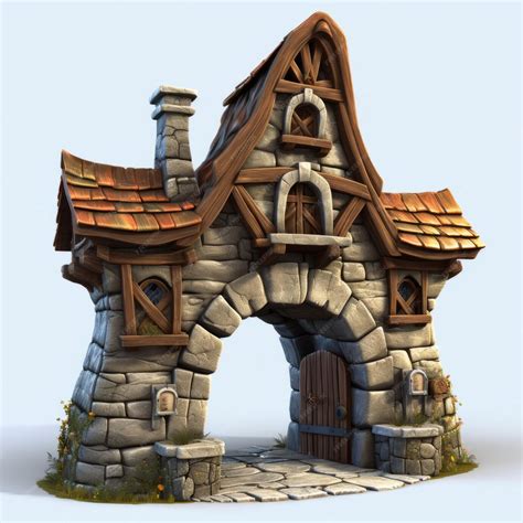 Premium AI Image | Medieval Entrance Gate 3d Model For Cartoon With ...