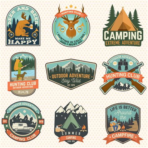 Set of hunting club and hiking club badge. Vector. Concept for shirt ...