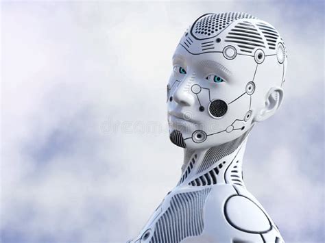 3D Rendering of Female Robot Face. Stock Illustration - Illustration of ...