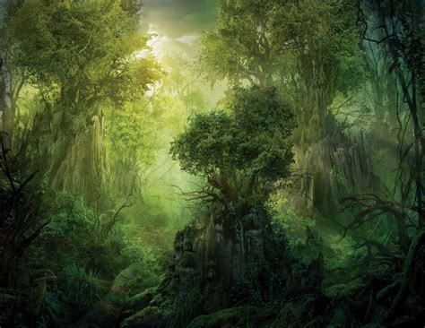 landscape, Nature, Tree, Forest, Woods, Jungle, Fantasy, Artwork ...