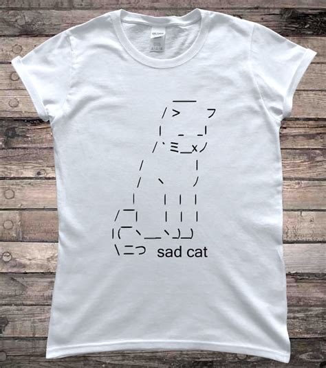 Sad Cat Emoji Ascii Art Cat T-shirt - Etsy