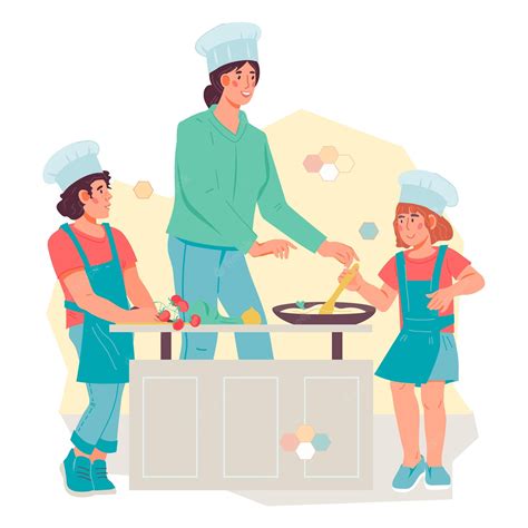 Man And Women At Cooking Class Flat Color Vector Faceless - Clip Art Library