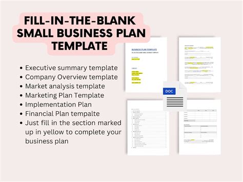 Business Plan Template Word Fill in the Blank Business Plan for Small ...