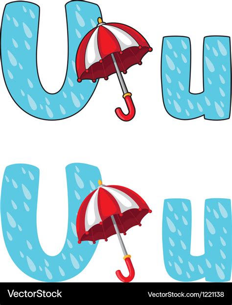 Letter u umbrella Royalty Free Vector Image - VectorStock