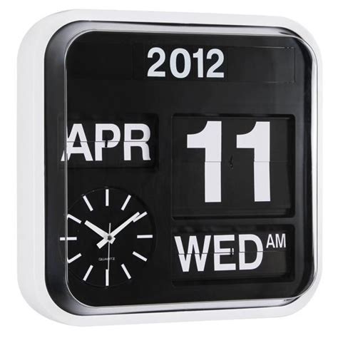 FOUND IT! Office Kitchen Contemporary Flip Day Date Month Year Wall Clock Wall Clock Calendar ...