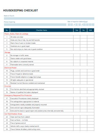 FREE 28+ Housekeeping Checklist Samples, PDF, Word