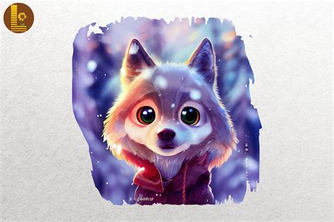 Cute Chibi Winter Wolf By Mulew Art | TheHungryJPEG