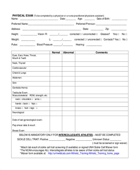 FREE 10+ Sample Physical Assessment Forms in PDF | MS Word | Excel