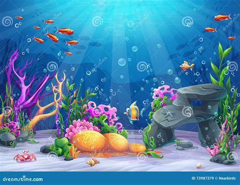 Underwater Cartoon Illustration Stock Vector - Illustration of deep, abstract: 73987379