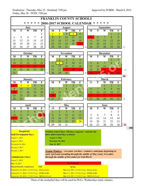 Franklin School Calendar 2024-2025 - Farah Jenelle