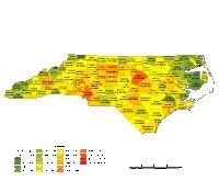 Editable North Carolina County Populations Map - Illustrator / PDF ...