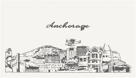 Premium Vector | Anchorage, alaska, usa, hand drawn vector illustration ...