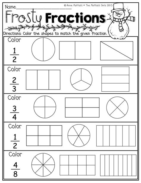 Frosty Fractions! Color the correct part of the fractions! | Math ...