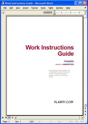 Cover Page on Work Instructions Template | Flickr - Photo Sharing!